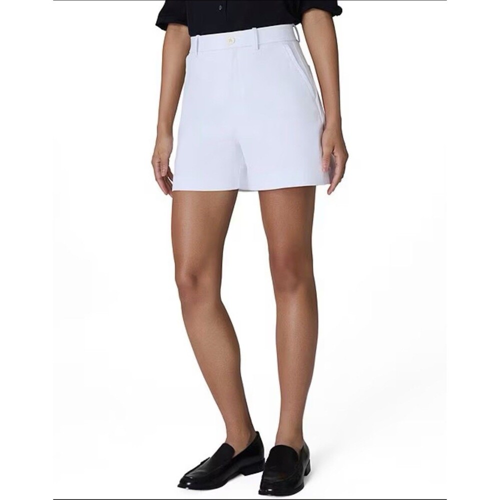 SPANX NWT 4” Stretch Twill Short Bright White Women Sz M Classic Preppy Minimal